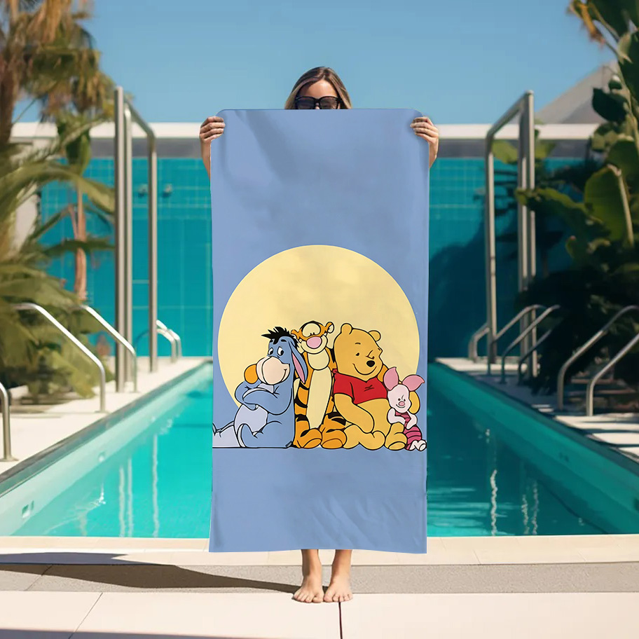 Home Gym Outfit - Large Bath Towel W-Winnie the Poohes