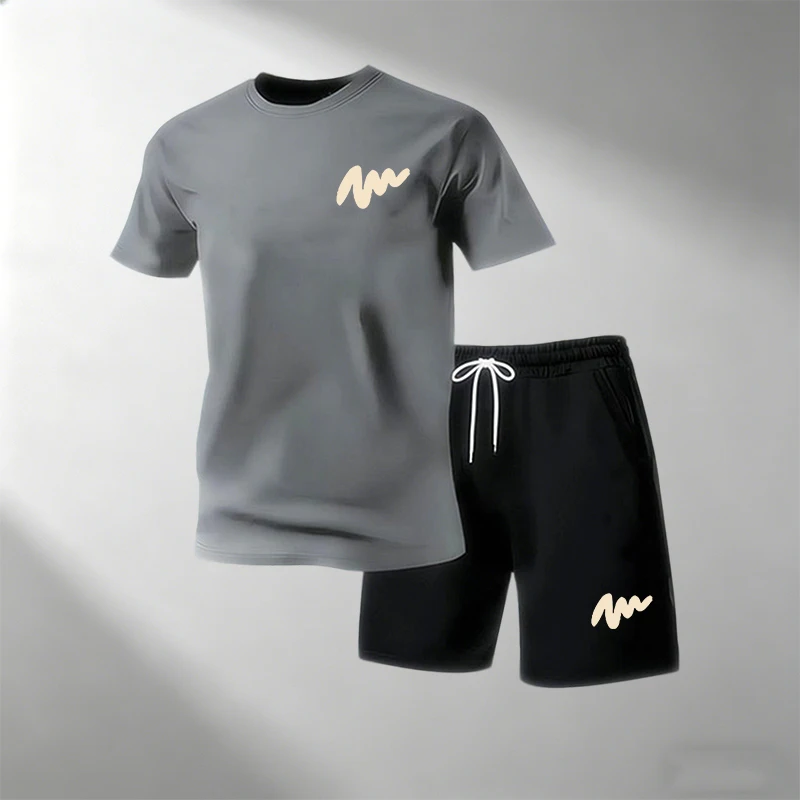 Home Gym Outfit - Fashion Men's Street T-Shirts Sets 2