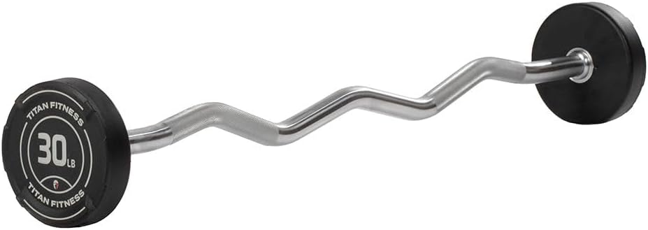 Barbell Curl Bar - Rubber Coated EZ Curl Barbell for
