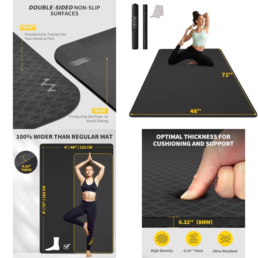 Yoga Mat 72 x 48 Large Workout - огляд і ціна Home Gym In Apartment