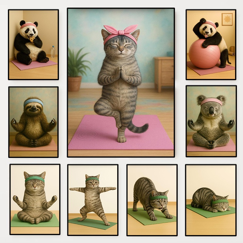 Modern Funny Animals Sports Po - огляд і ціна Home Gym Yoga Room