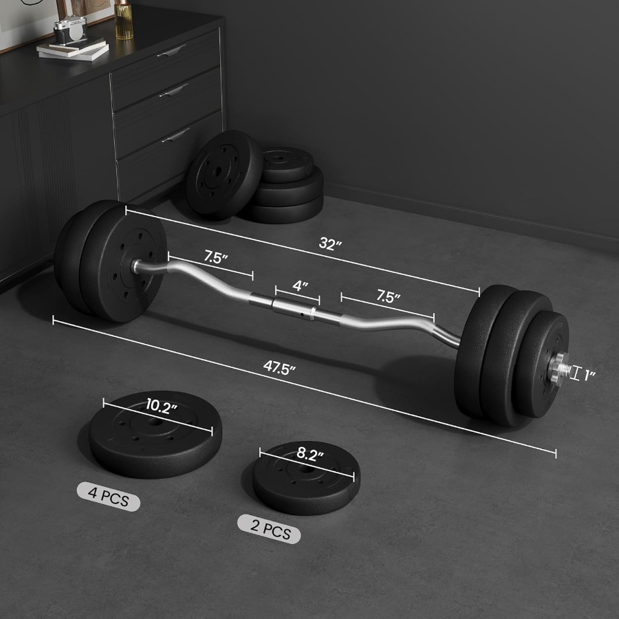 Barbell Set Curl Bar and Weigh - огляд і ціна Barbell Curl Bar
