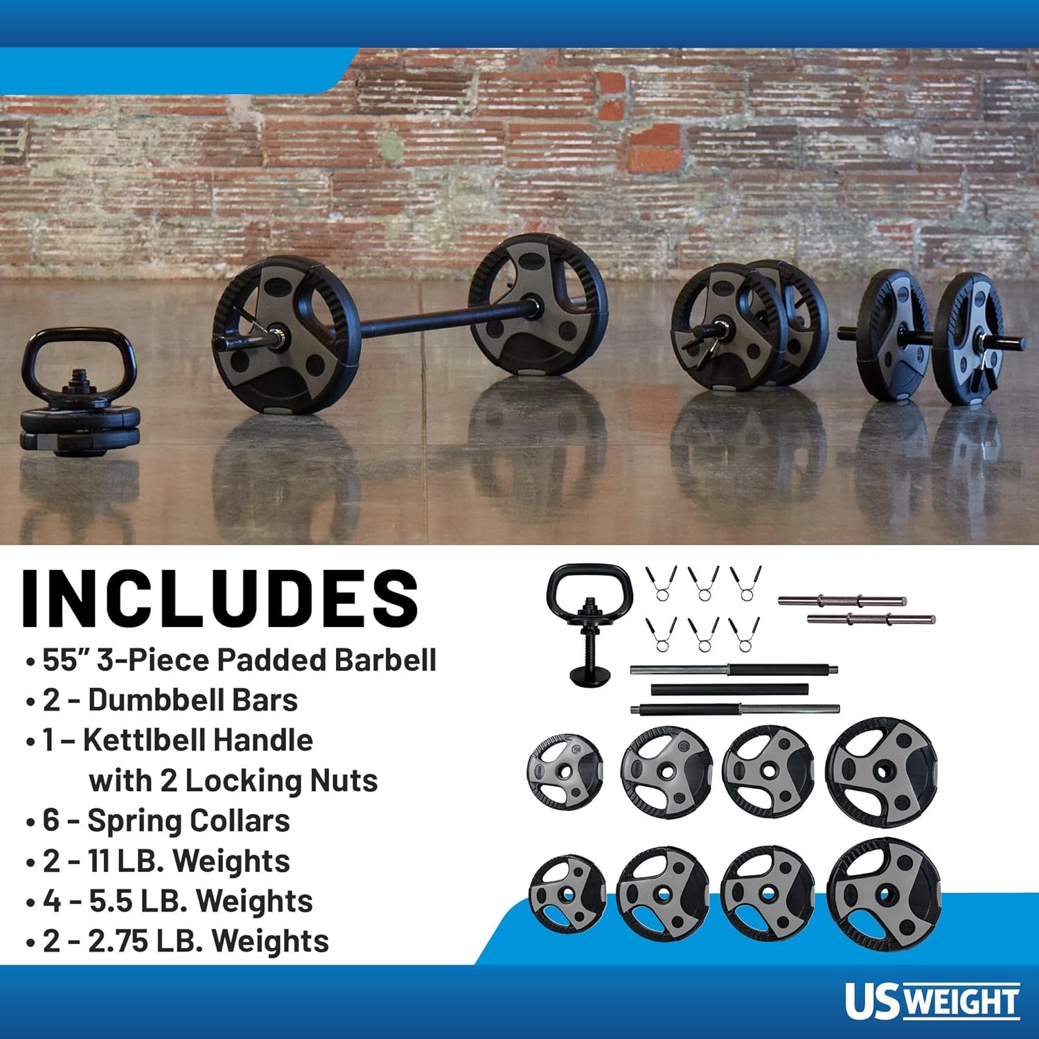 Adjustable Weight Set for Home - огляд і ціна Barbell Curl Bar