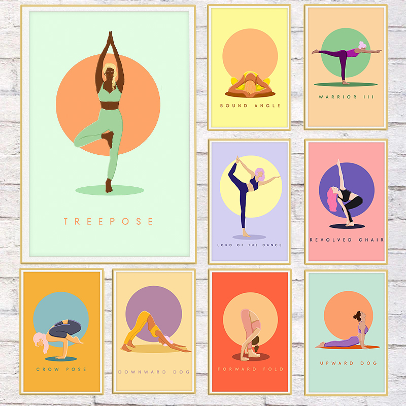 Modern Abstract Yoga Poses Pos - огляд і ціна Home Gym Yoga Room