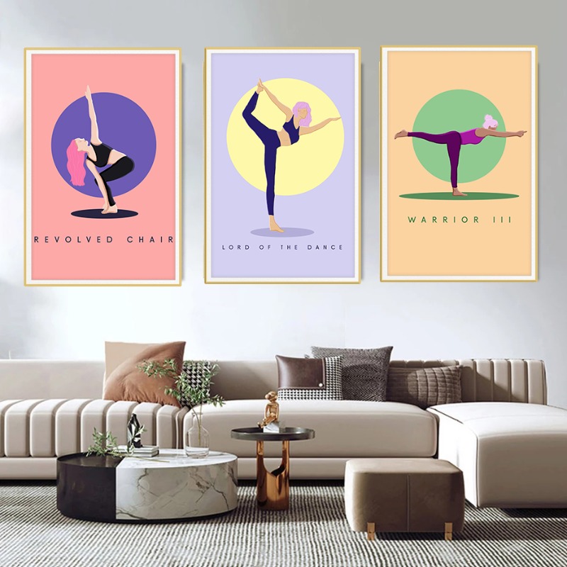 Modern Abstract Yoga Poses Pos - огляд і ціна Home Gym Yoga Room