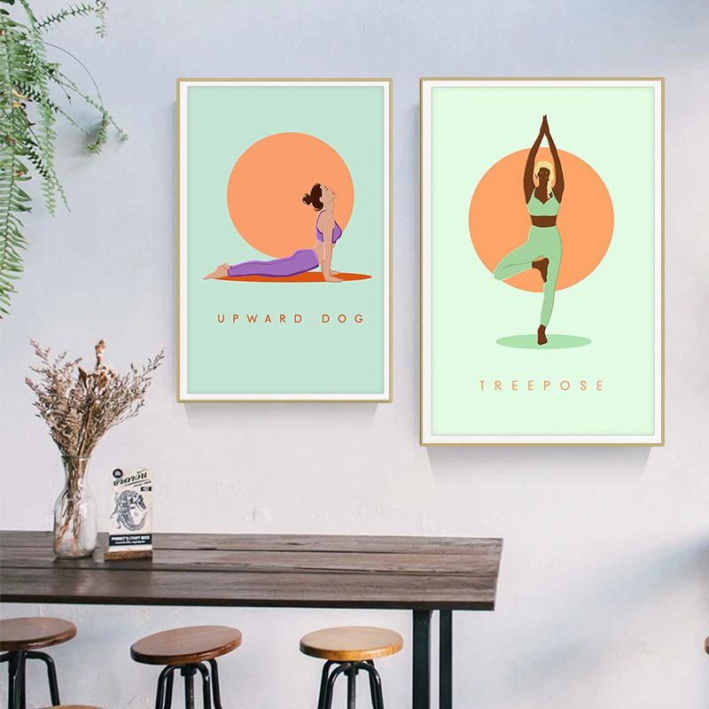 Modern Abstract Yoga Poses Pos - огляд і ціна Home Gym Yoga Room