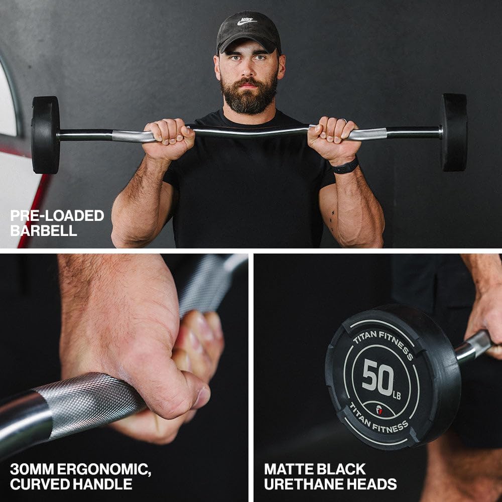 Rubber Coated EZ Curl Barbell  - огляд і ціна Barbell Curl Bar