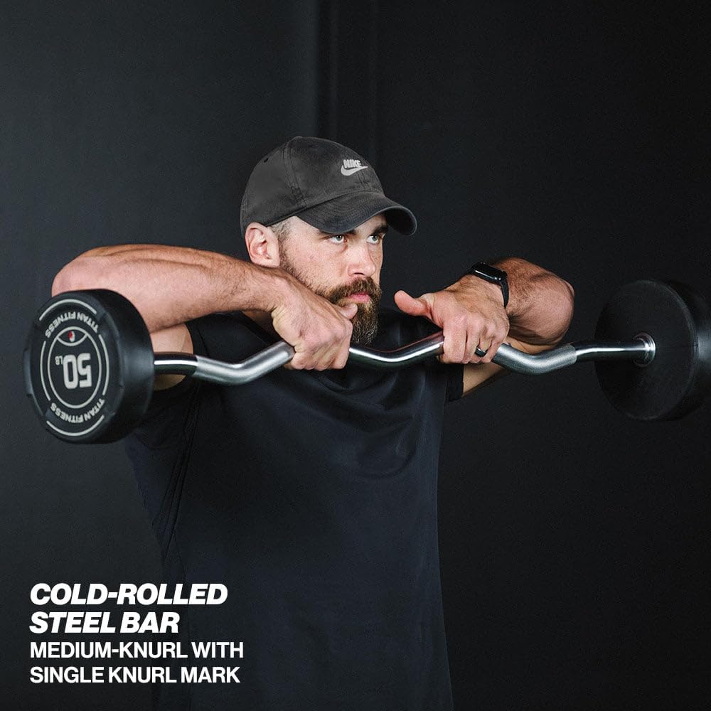Rubber Coated EZ Curl Barbell  - огляд і ціна Barbell Curl Bar