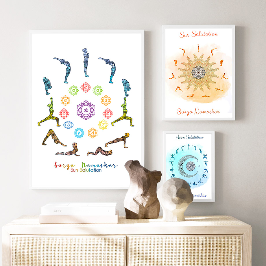 Yoga Pose Sun Moon Salutation  - огляд і ціна Home Gym Yoga Room