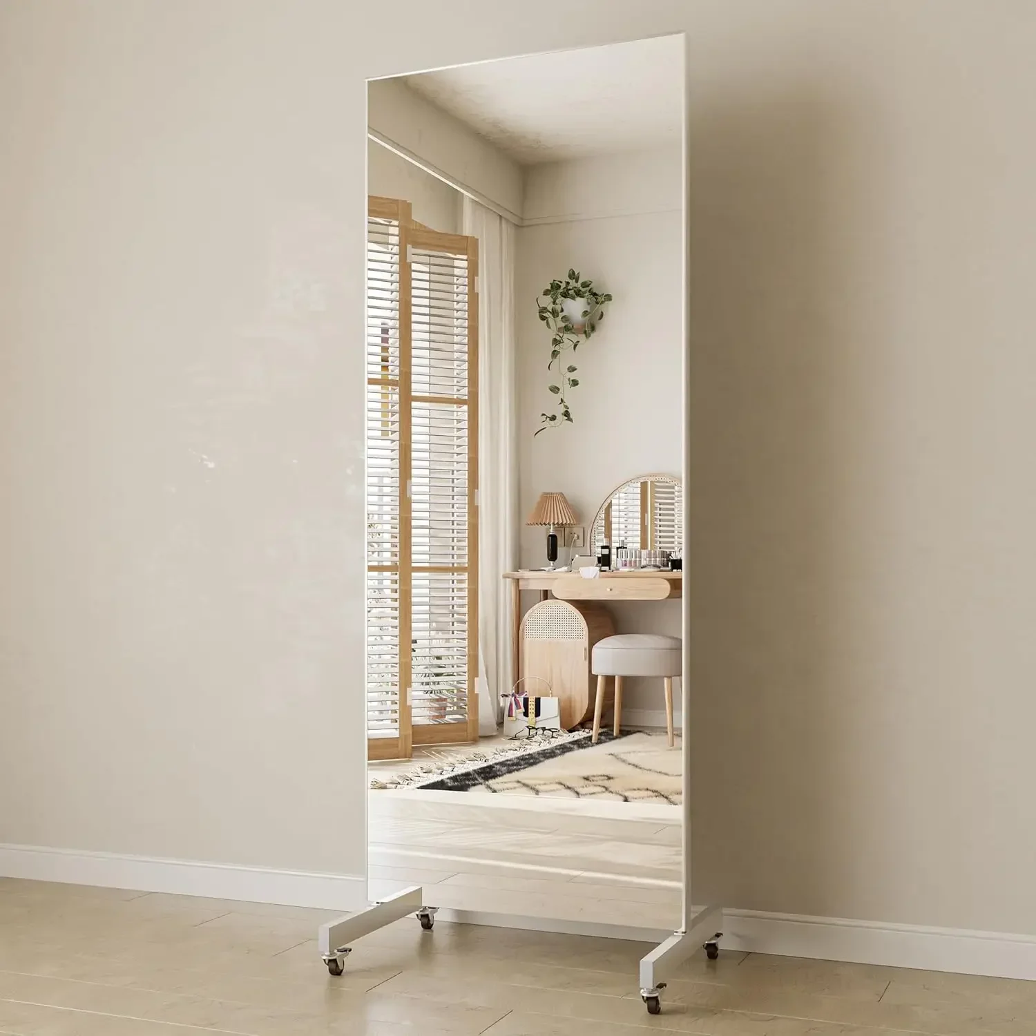 Rolling Floor Mirror With Whee - огляд і ціна Home Gym Yoga Room