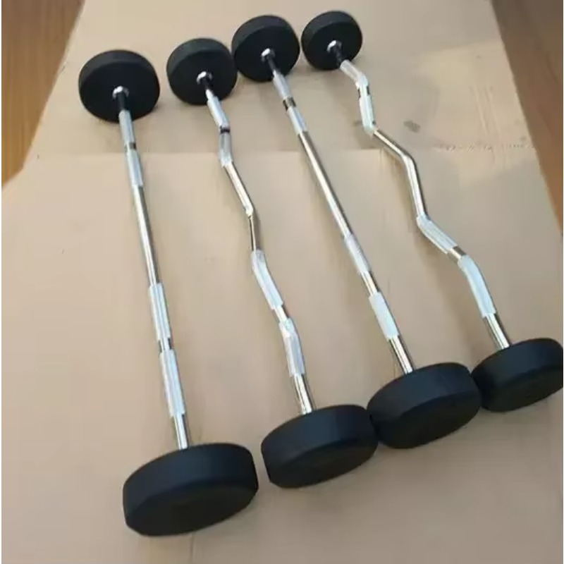 Round Rubber Coated Curl Fixed - огляд і ціна Barbell Curl Bar