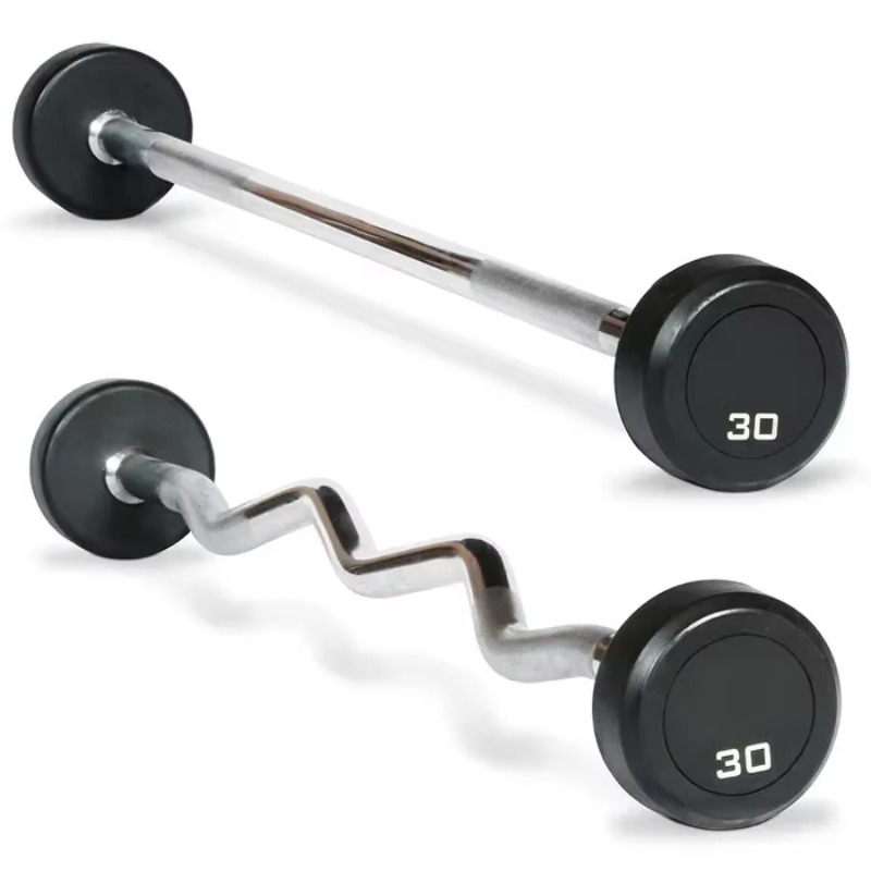 Round Rubber Coated Curl Fixed - огляд і ціна Barbell Curl Bar