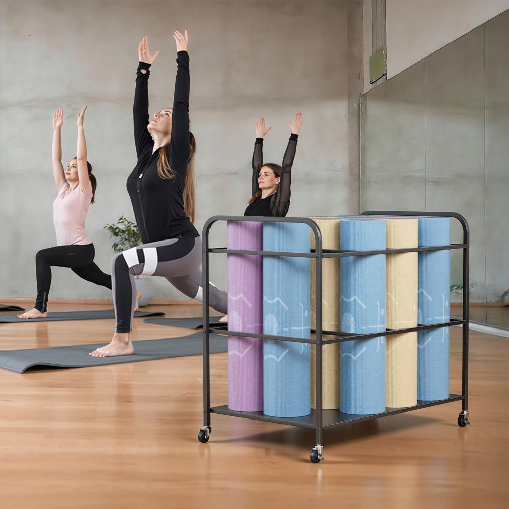 Yoga Mat Storage Rack with Whe - огляд і ціна Home Gym Yoga Room