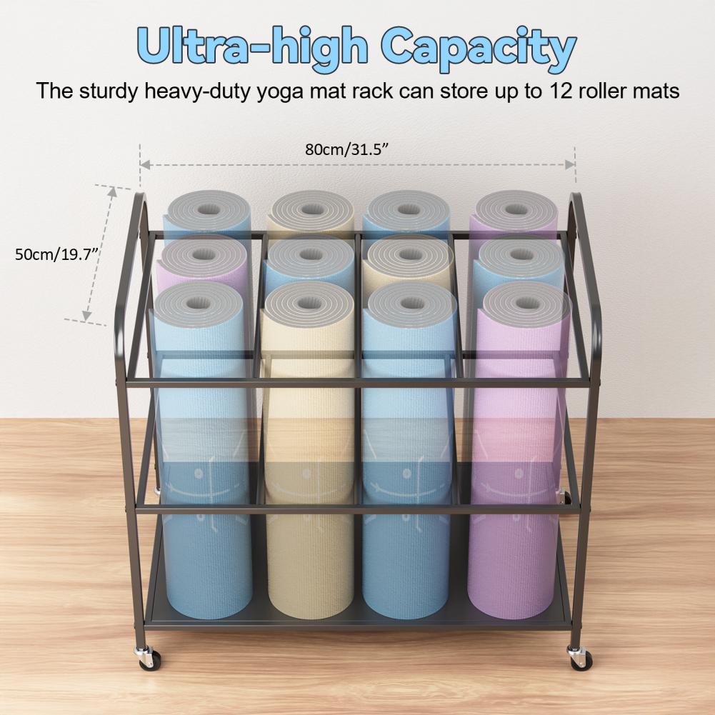 Yoga Mat Storage Rack with Whe - огляд і ціна Home Gym Yoga Room