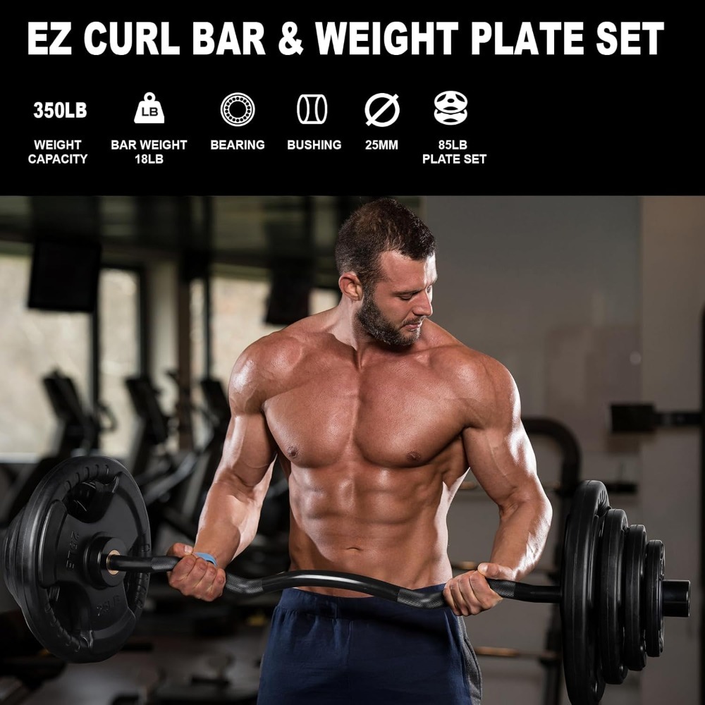 EZ Curl Bar Weight Set, 2 Inch - огляд і ціна Barbell Curl Bar