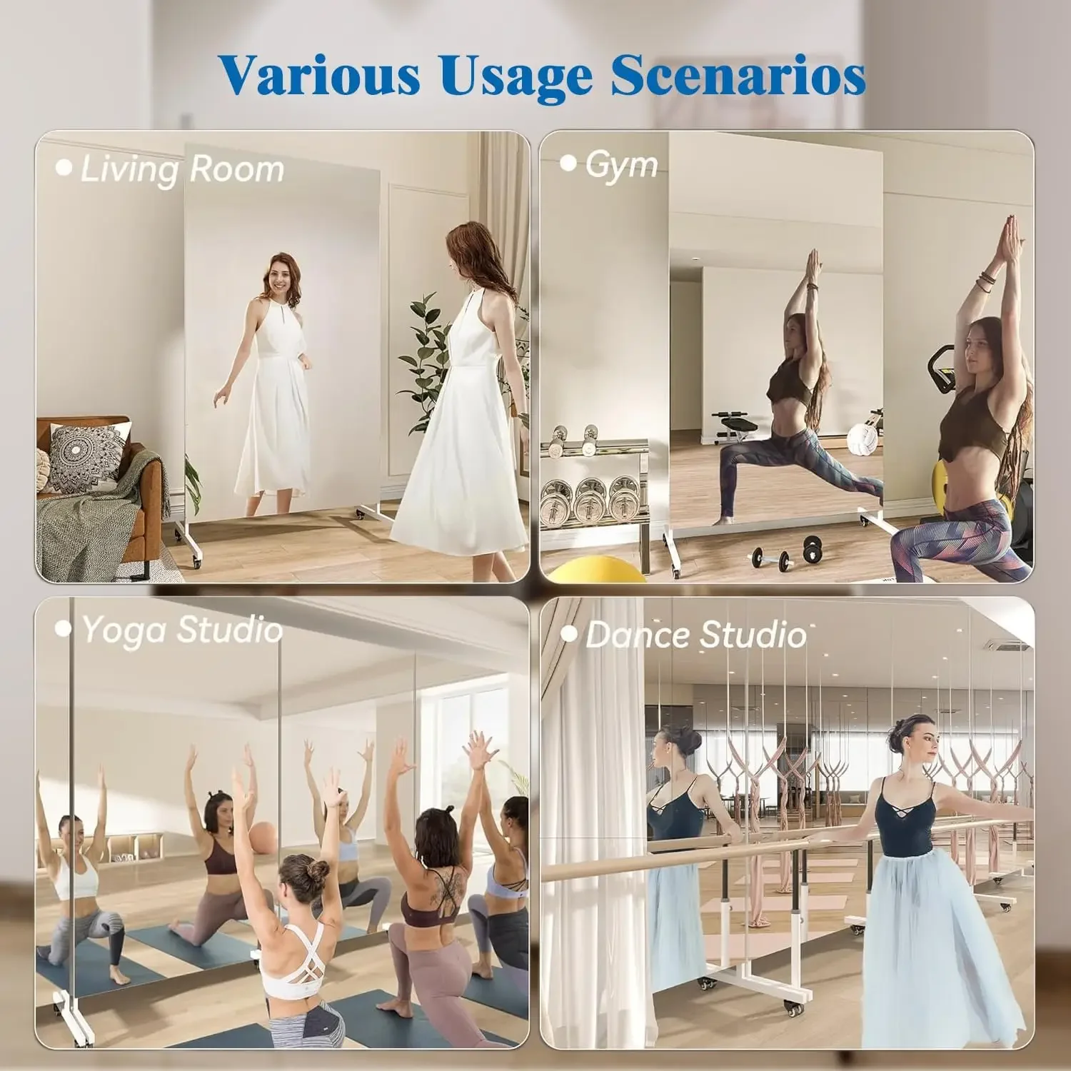 Rolling Floor Mirror With Whee - огляд і ціна Home Gym Yoga Room