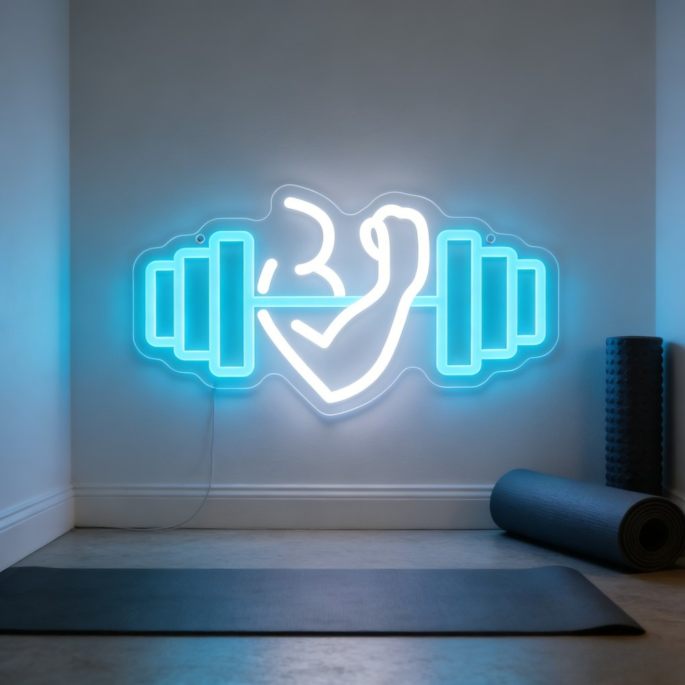 Bicep Dumbbell Neon Sign LED W - огляд і ціна Home Gym Yoga Room