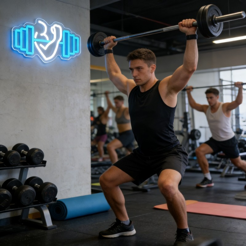 Bicep Dumbbell Neon Sign LED W - огляд і ціна Home Gym Yoga Room