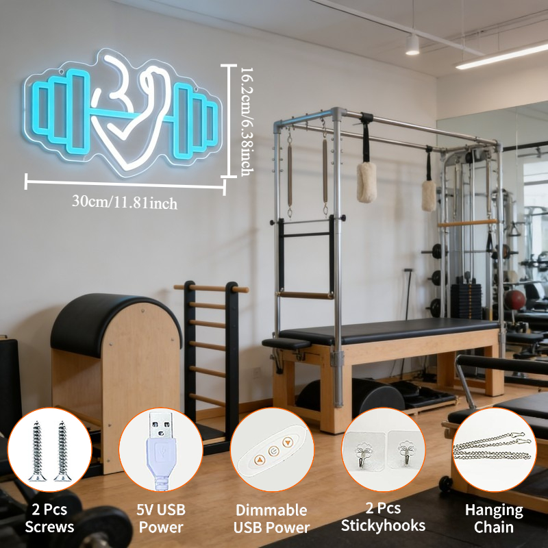 Bicep Dumbbell Neon Sign LED W - огляд і ціна Home Gym Yoga Room