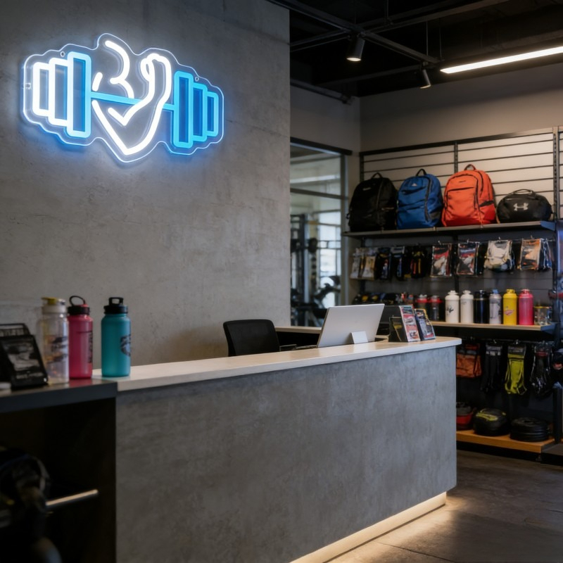 Bicep Dumbbell Neon Sign LED W - огляд і ціна Home Gym Yoga Room